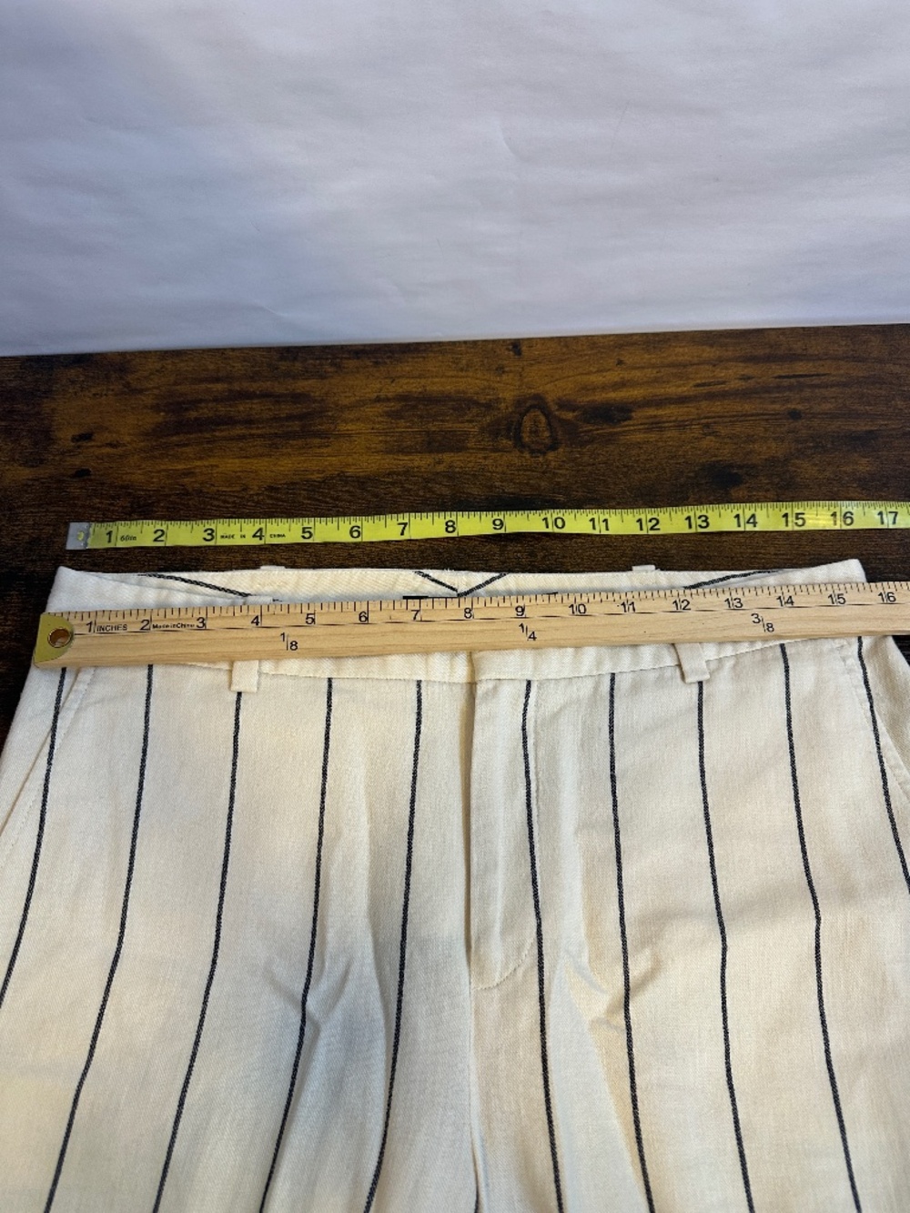 Lauren Ralph Lauren Linen Blend Pants Cream Stripe Wide Leg Minimalist Office - Picture 14 of 16